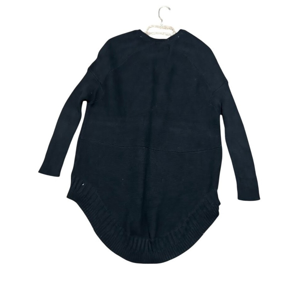 VICTORIA SECRET Black Ribbed Knit High Low Sweater Tunic Dress Zip Pockets‎  M
